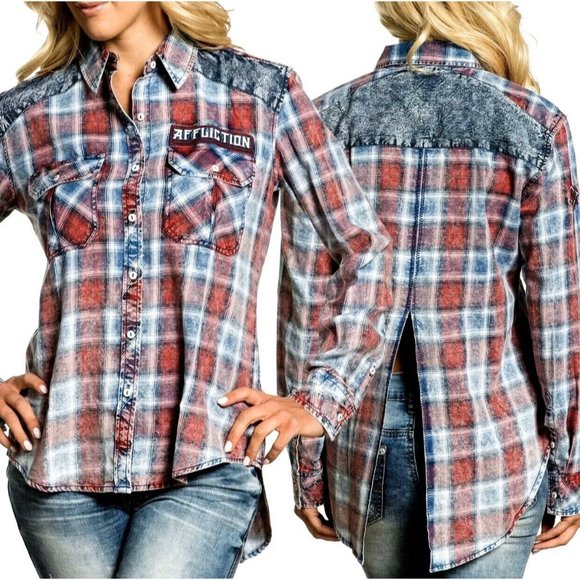 Affliction Tops - Affliction Womens L/S Button Down Shirt KNOXVILLE